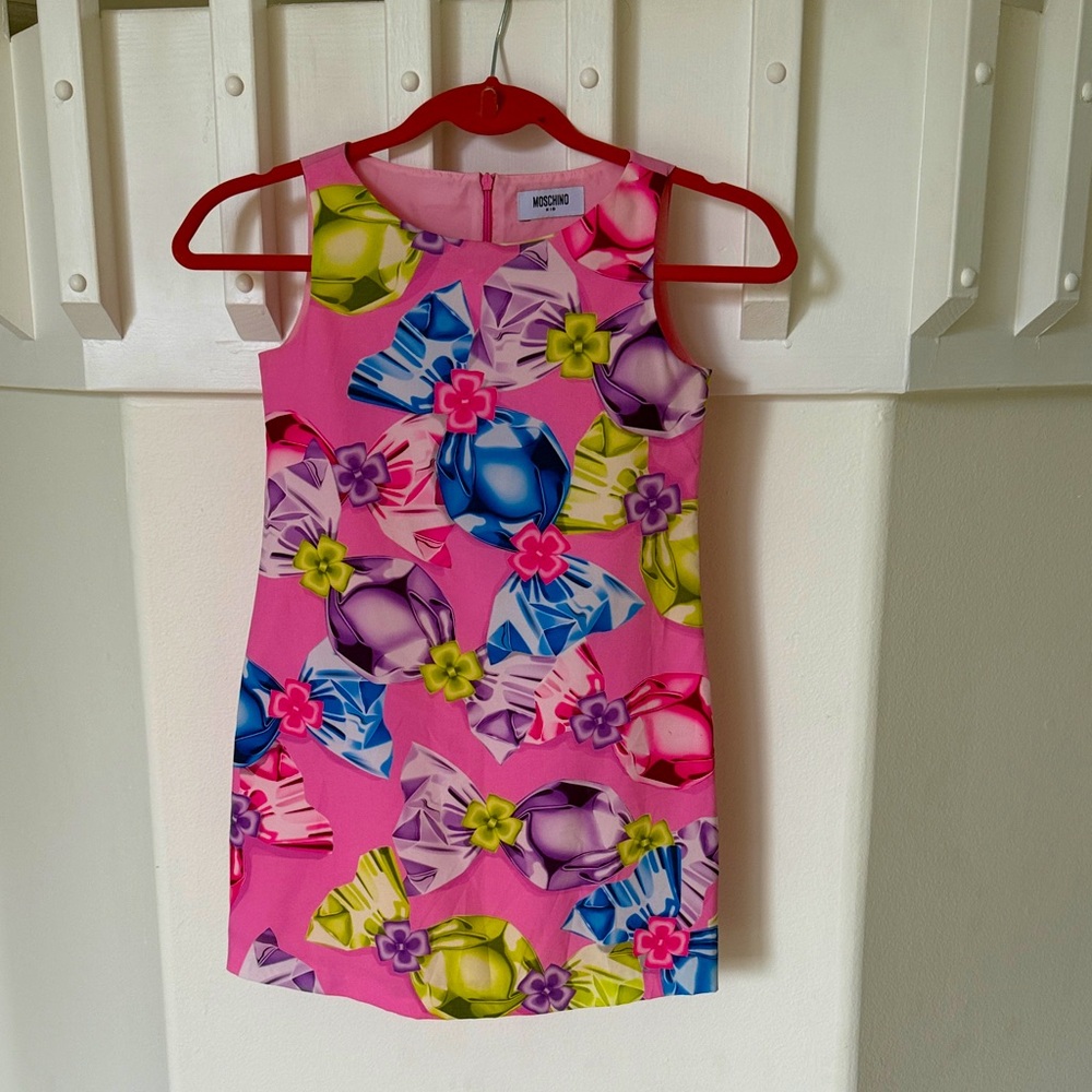 Moschino Kids Pink Dress with Colorful Floral Print